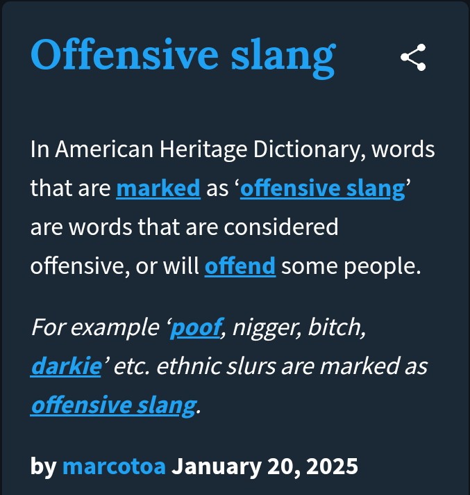 offensive slang meaning