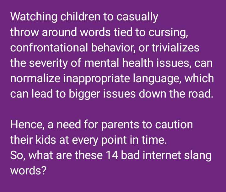 Bad Internet Slangs Terms parents should forbid their children from saying