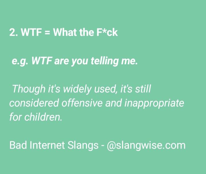 WTF - bad slangs for children