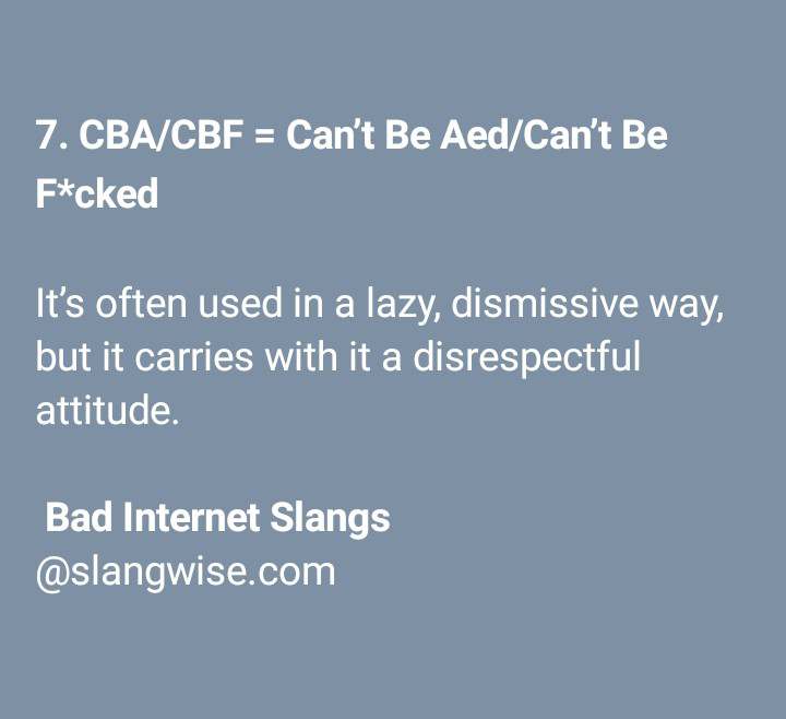 CBF - bad slangs terms for children