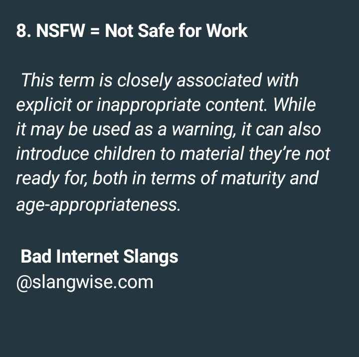 NSFW - slangs childrens shouldn't be saying