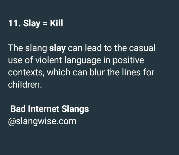 Slay- bad slangs for children