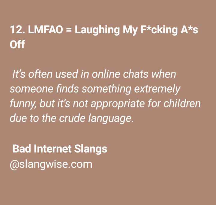 LMFAO - bad internet slang words for kids