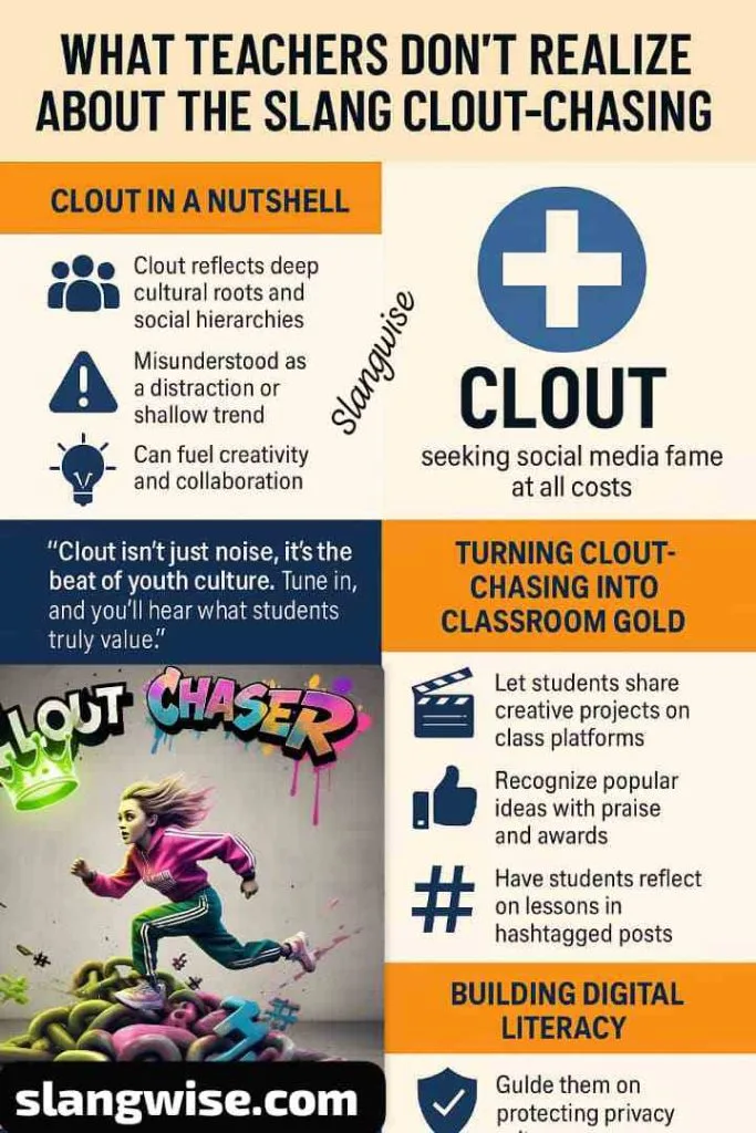 Clout-chasing meaning image Infographic showing the meaning of clout-chasing