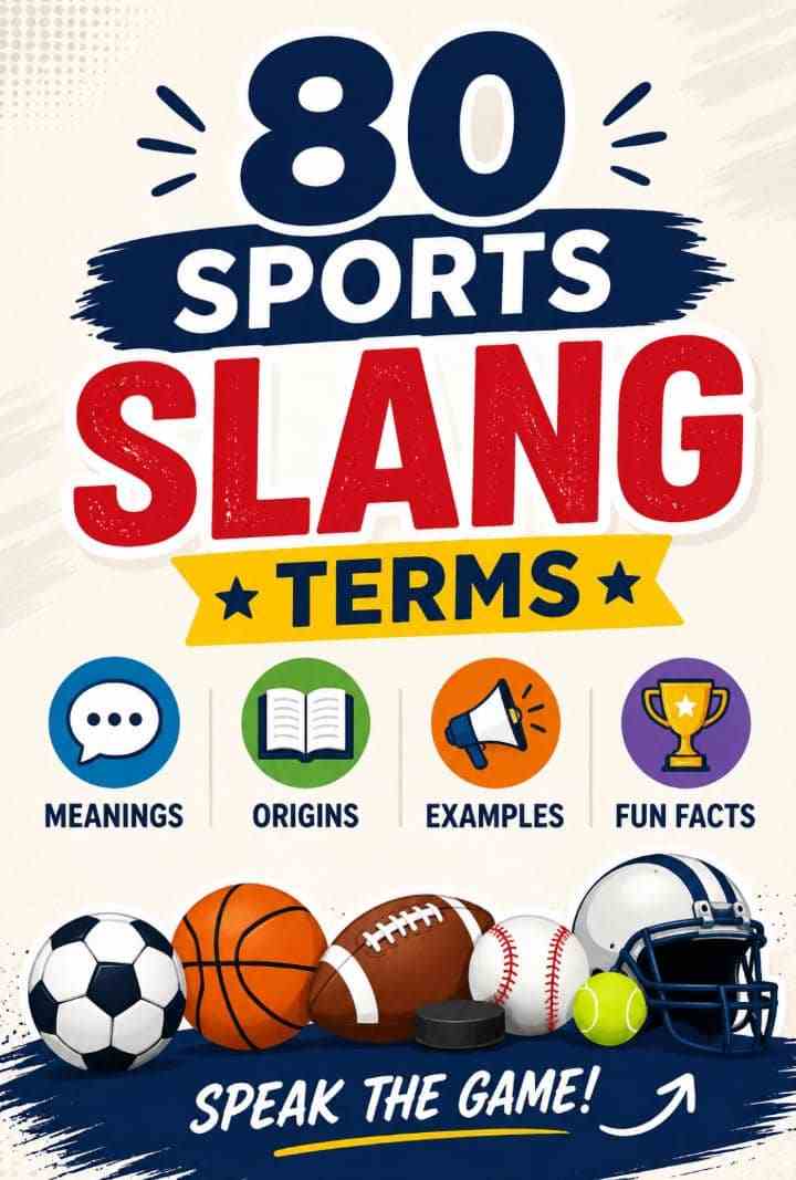 Discover 80 of the most popular sports slang terms with meanings, origins, examples, and fun facts. Learn fan favorites like GOAT, clutch, hat trick, and more.