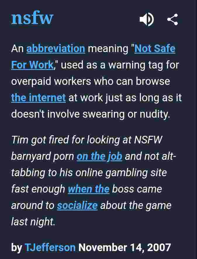 NSFW Meaning on urbandictionary 