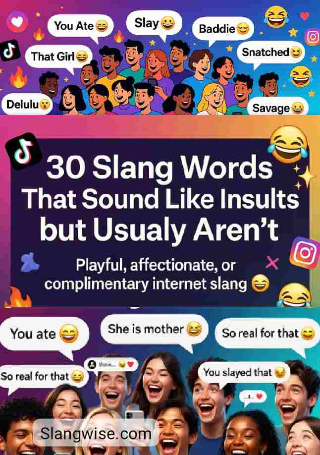 30 slang words that sound rude but are often playful, affectionate, or complimentary. Learn meanings, variants, examples, and how to use them