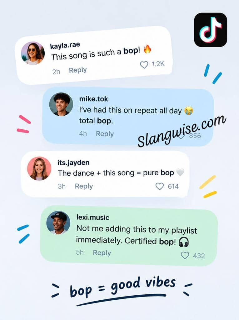 Image showing a conversation about a bop song