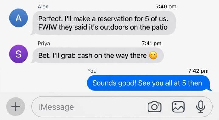 showing FWIW as it's been used by friends in a group chat
