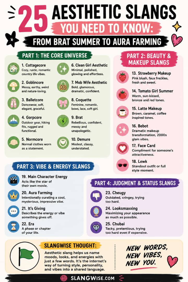 25 Aesthetic Slangs You Need to Know: From Brat Summer to Aura Farming