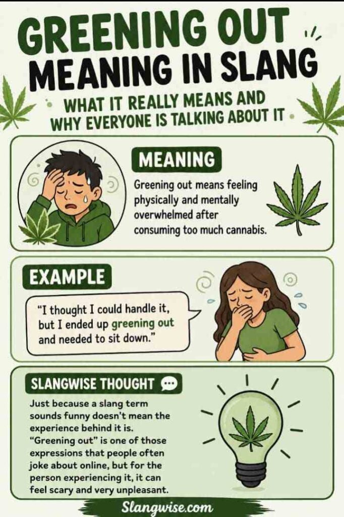 Greening out meaning in slang